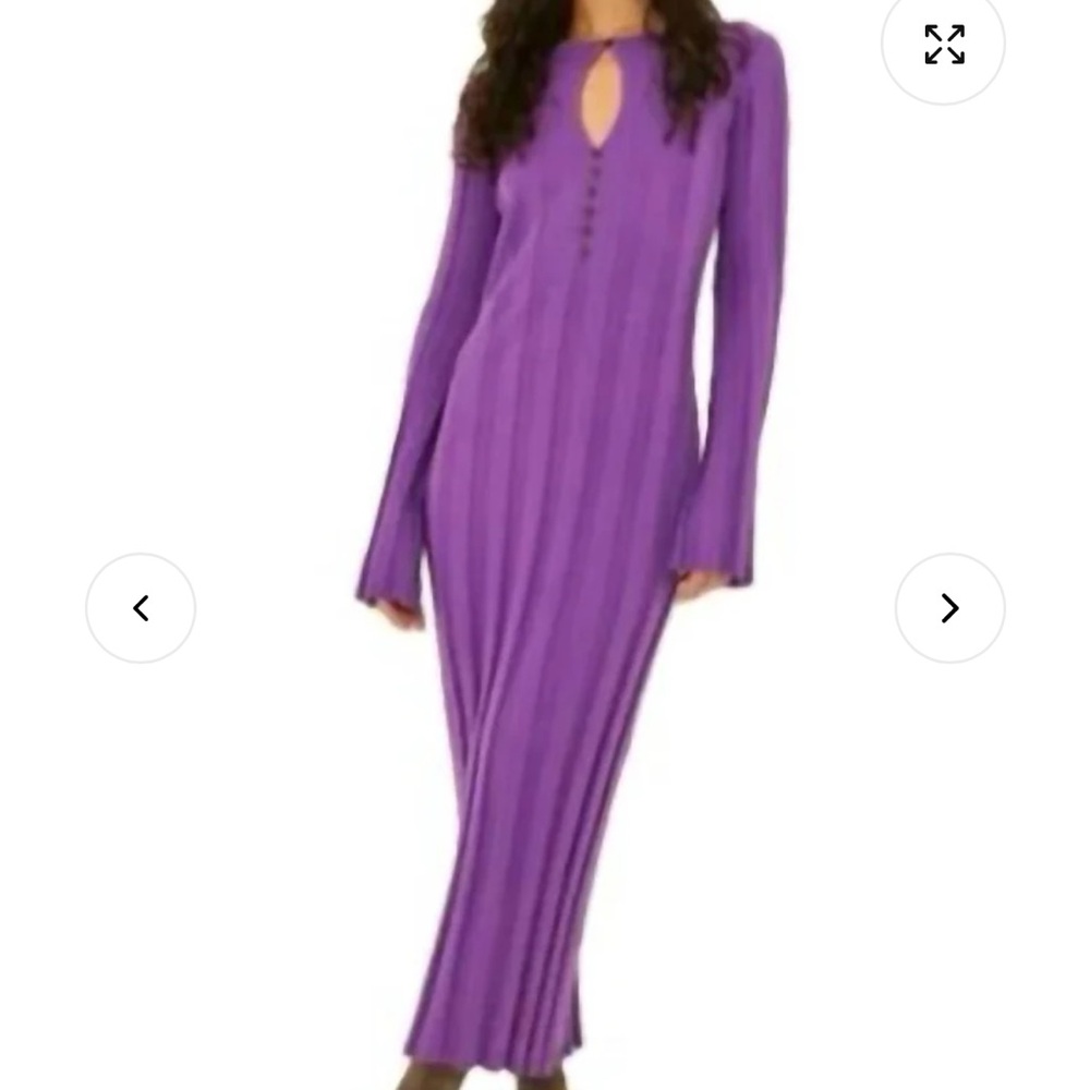 SOMETHING NAVY Purple sweater dress cotton and cashmere long sleeve keyhole S
